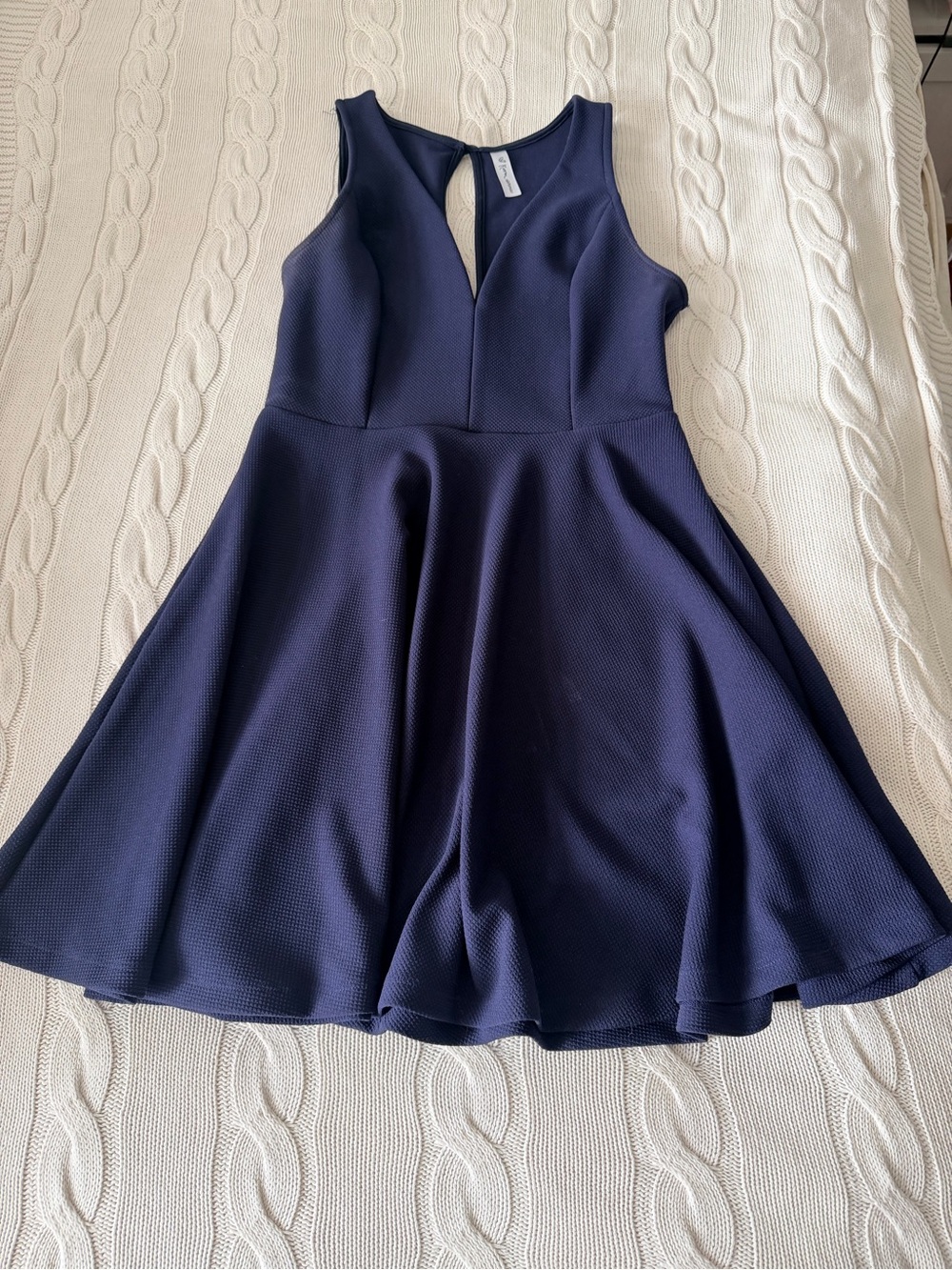 Navy Fit-and-Flare Sleeveless Skater Dress Size L